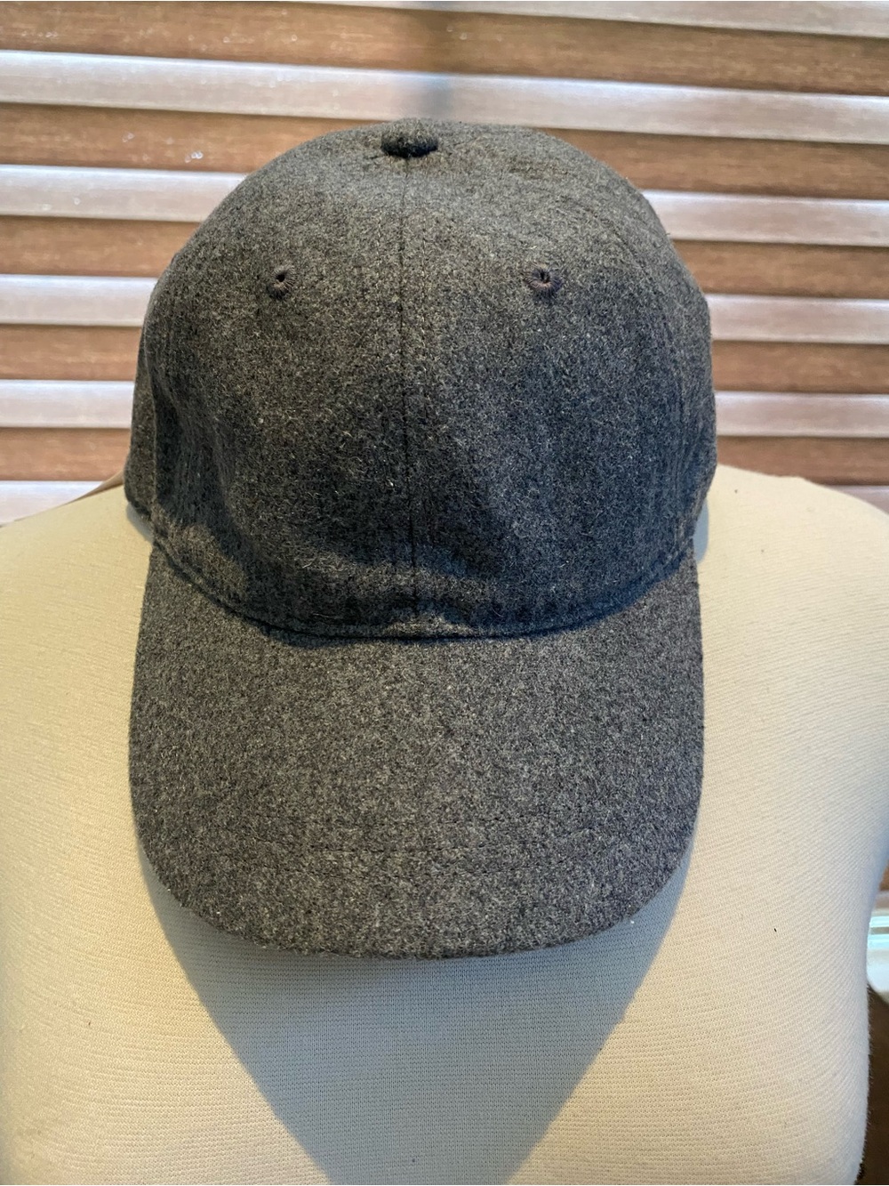 J. Crew Gray Wool Blend Baseball Cap with Leather Strap